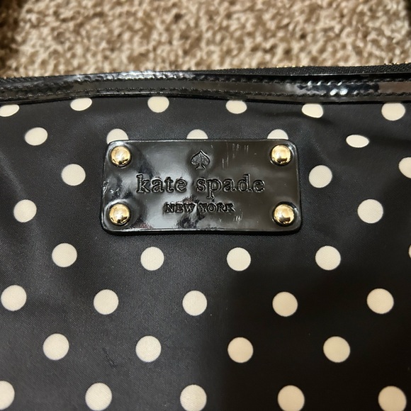 Kate Spade Calista Nylon Laptop Tote Bag, Leather Trim, Black Polka Dots - Picture 3 of 7